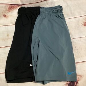 2 pair of NIKE athletic shorts-Men’s Small black/gray and blue
